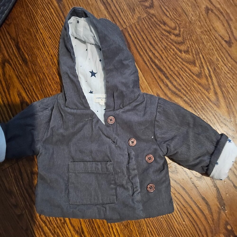 Louis Louise baby grey corduroy jacket size 6 M